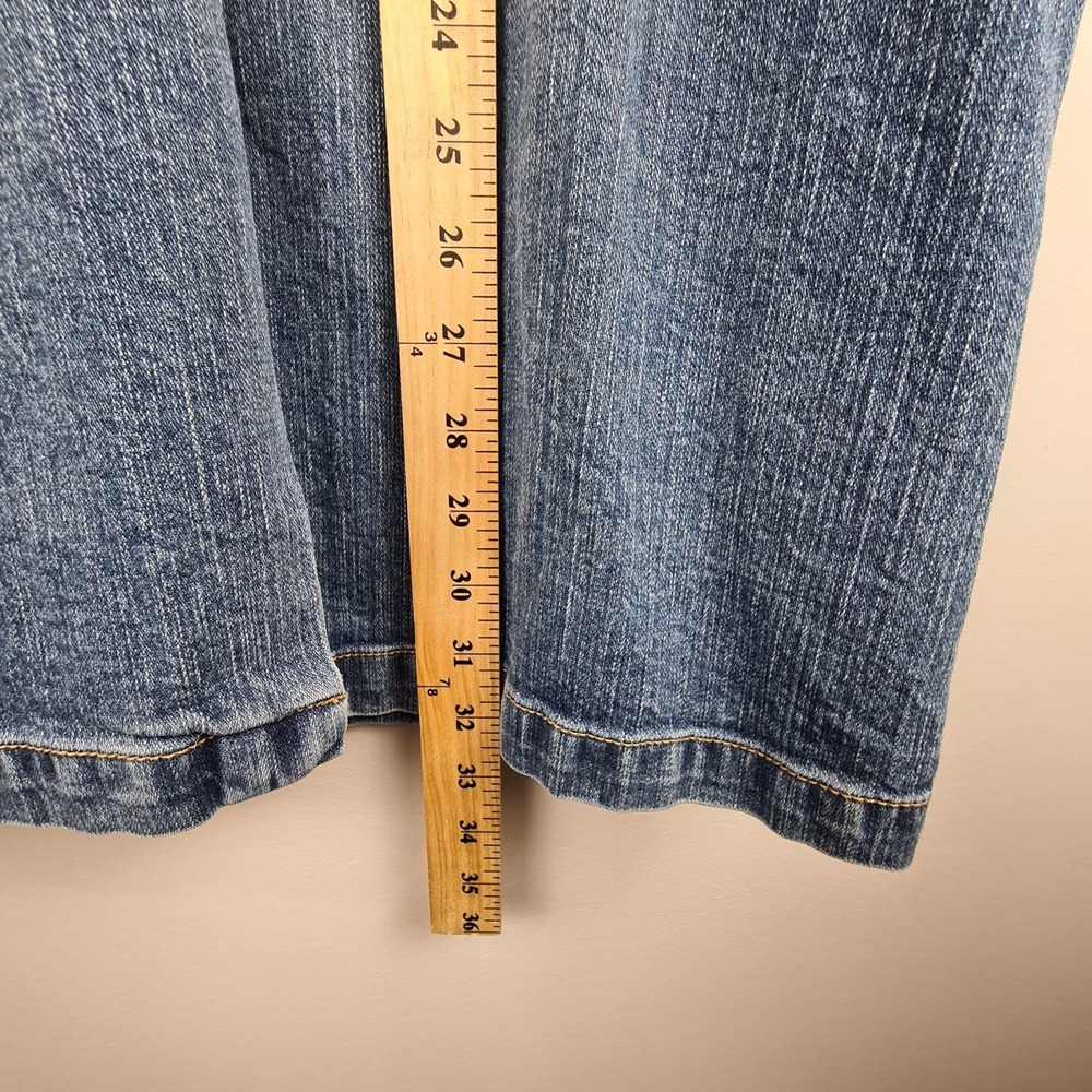 Vintage Y2K Faded Glory Denim Midi Skirt Women's Size 4 Slit Adjustable Snap Zip - Picture 3 of 10